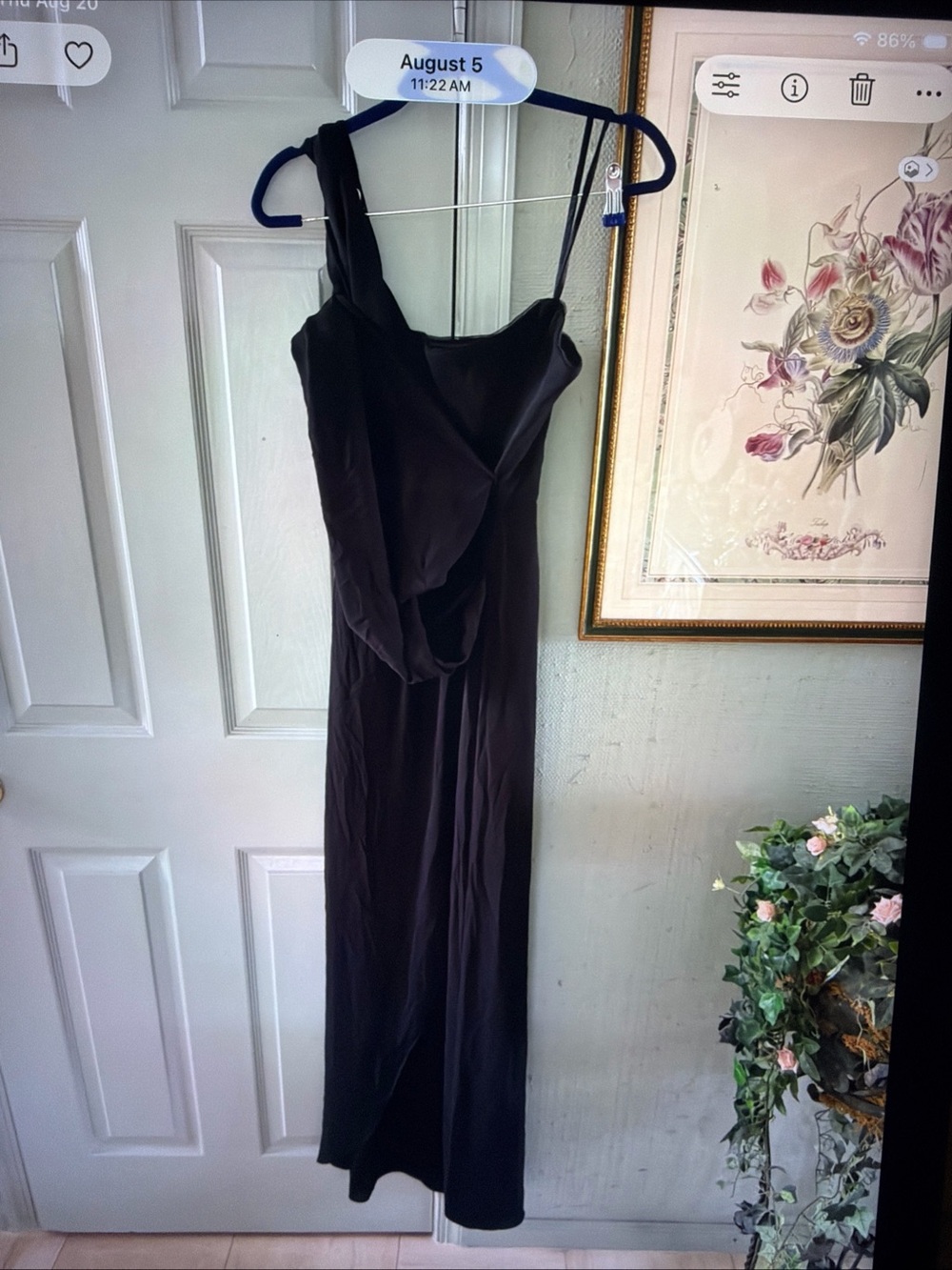 BCBGMaxAzria One-Shoulder Black Evening Slip Dress